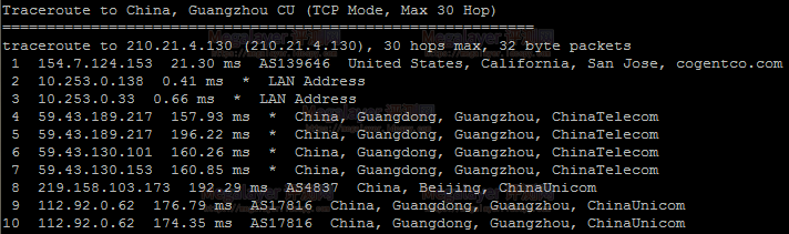 三网回程路由测试